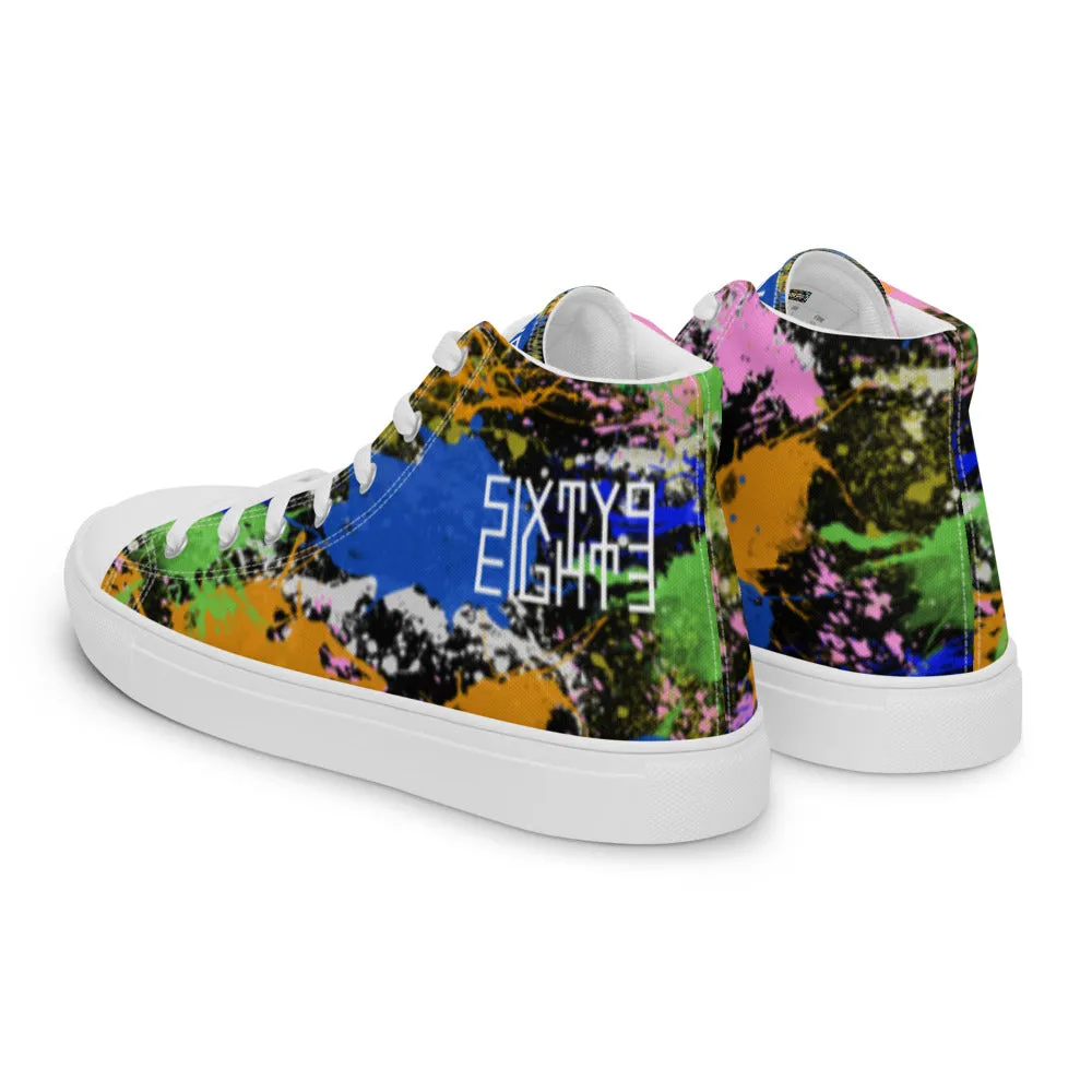Sixty Eight 93 Logo White Splatter #2 Women's High Top Shoes