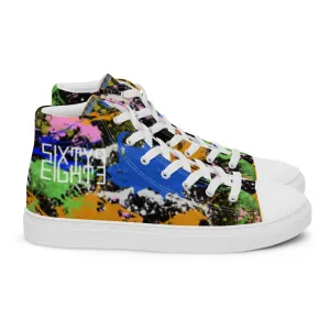 Sixty Eight 93 Logo White Splatter #2 Women's High Top Shoes