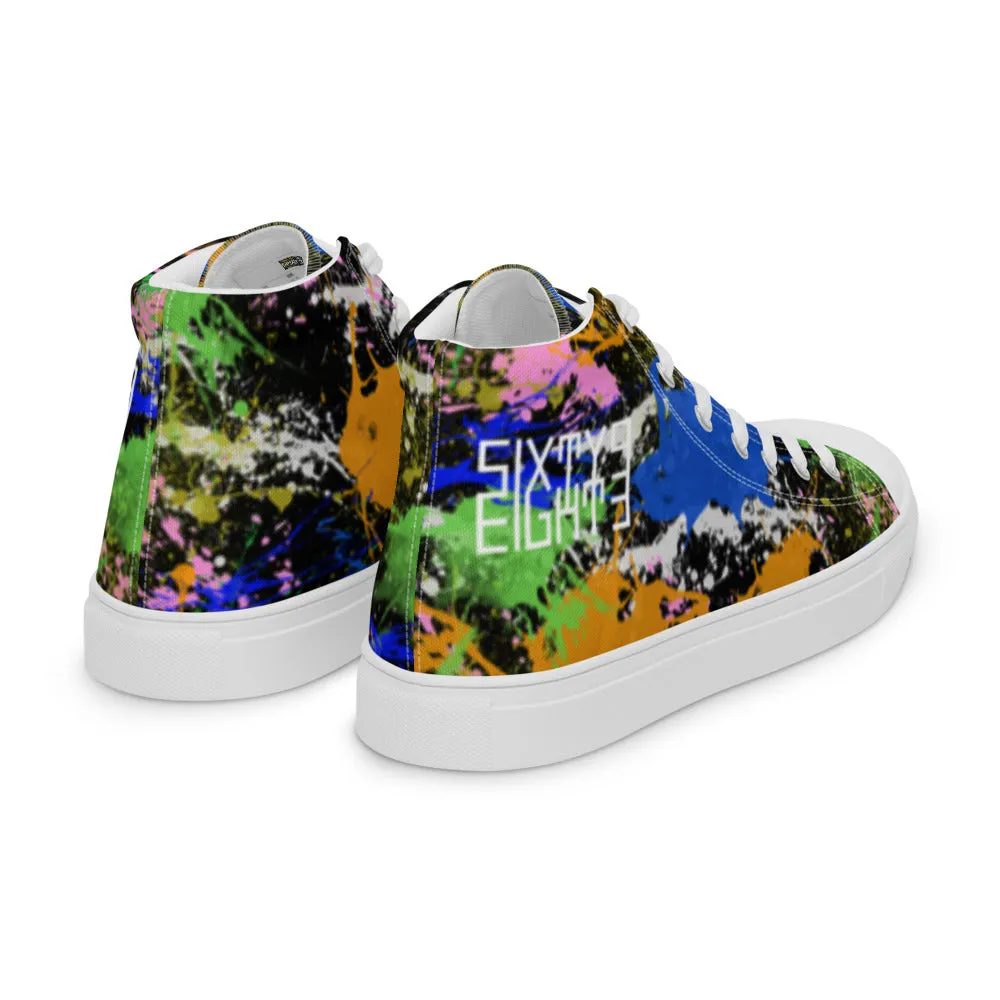 Sixty Eight 93 Logo White Splatter #2 Women's High Top Shoes