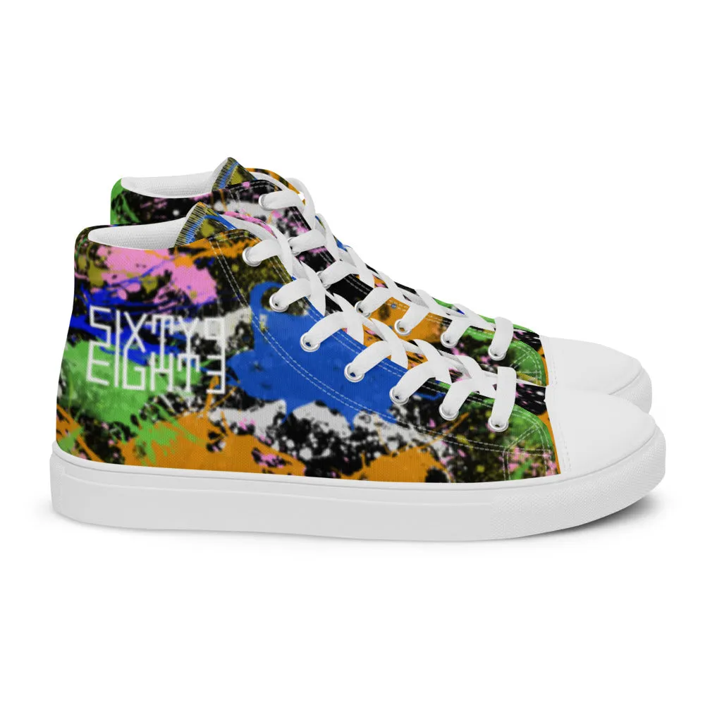 Sixty Eight 93 Logo White Splatter #2 Women's High Top Shoes