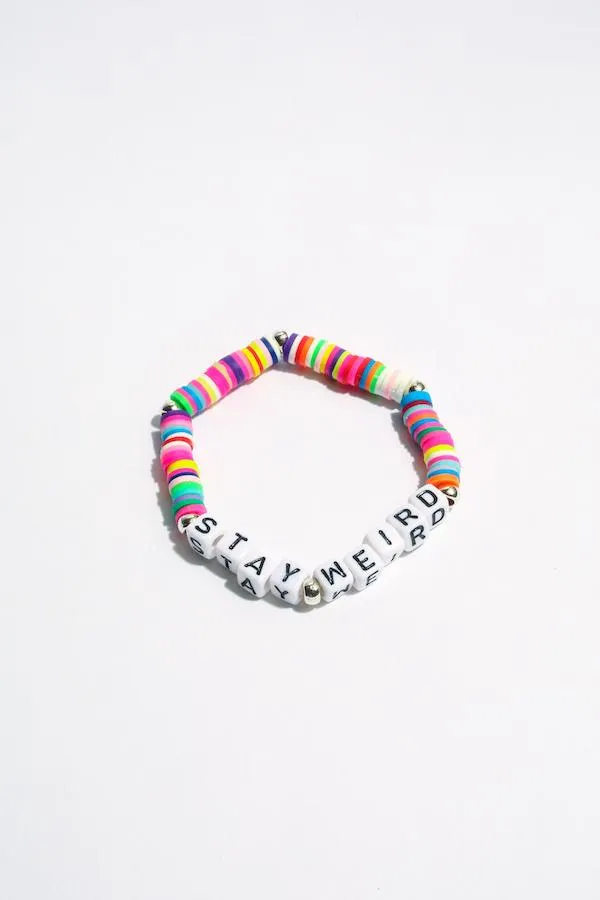 Stay Weird Colorful Inspirational Beaded Bracelet