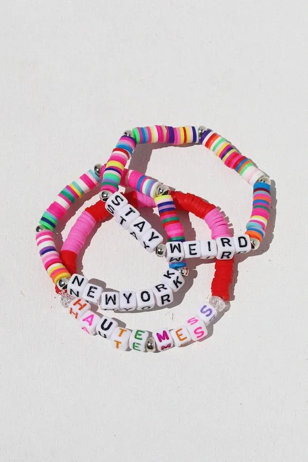 Stay Weird Colorful Inspirational Beaded Bracelet