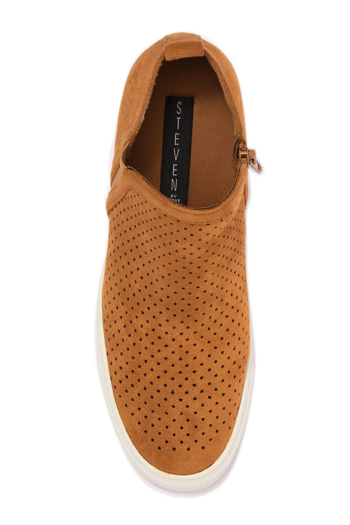 Steve Madden Clarke Camel Suede Ankle Bootie Perforated Wedge Sneaker Boot