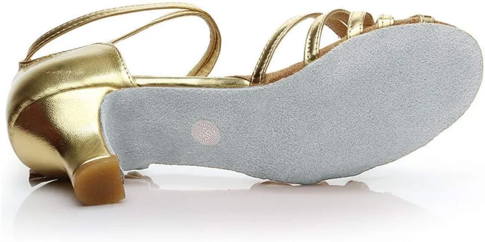 Summer Shoes Dance Fashion Latin Prom Women's Sandals Salsa Color Shoes Ballroom Women's Sandals (Gold, 6.5)