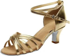 Summer Shoes Dance Fashion Latin Prom Women's Sandals Salsa Color Shoes Ballroom Women's Sandals (Gold, 6.5)