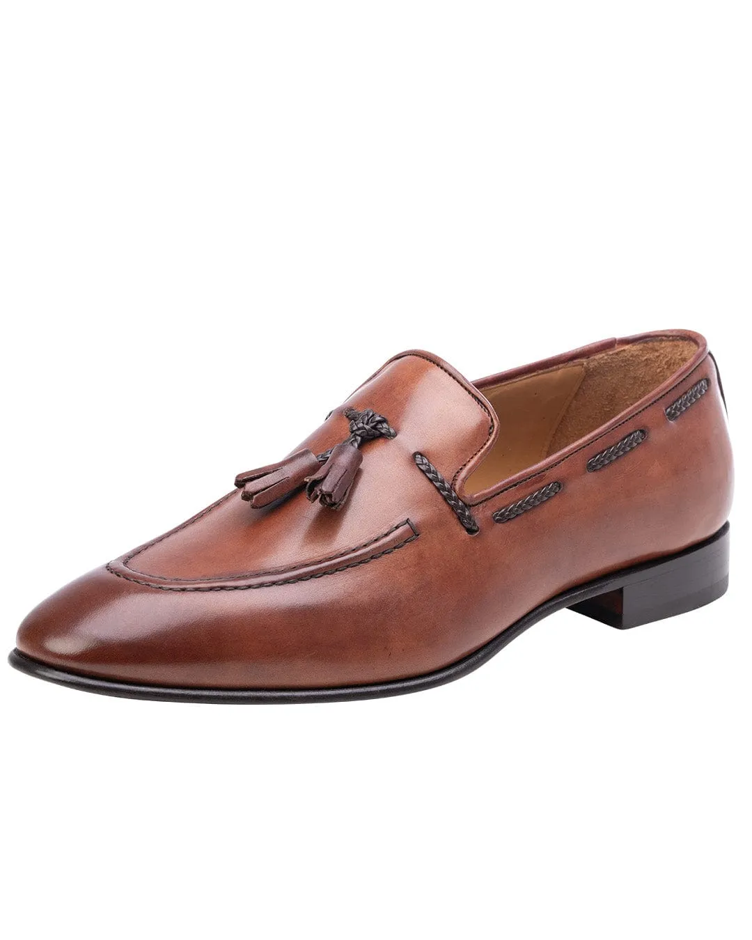 Tan Made In Italy Tassle Loafers