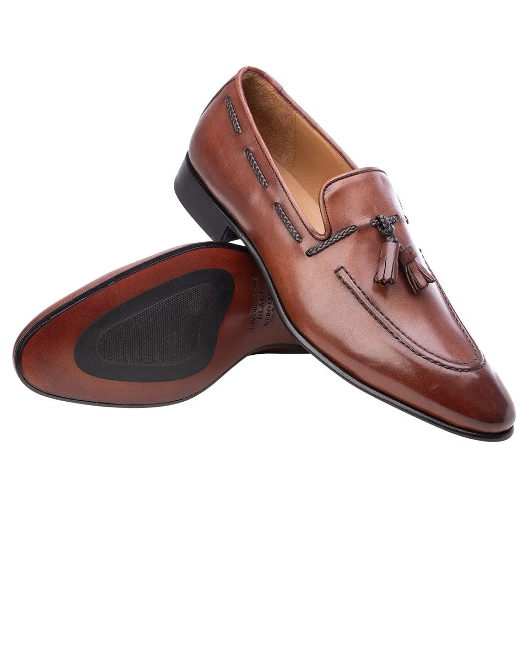 Tan Made In Italy Tassle Loafers