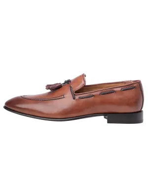 Tan Made In Italy Tassle Loafers