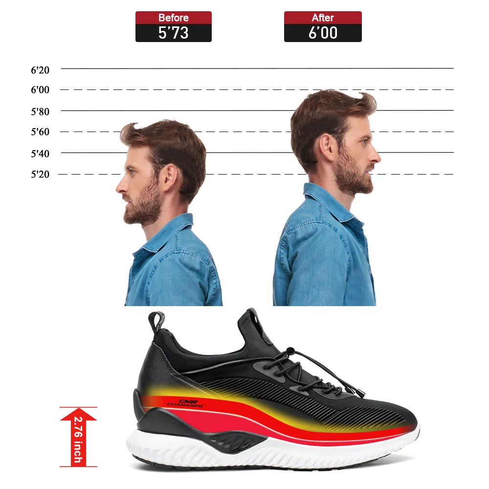 This item only ships to the United States -  7CM / 2.76 Inches CMR CHAMARIPA Black Height-Boosting Sneakers