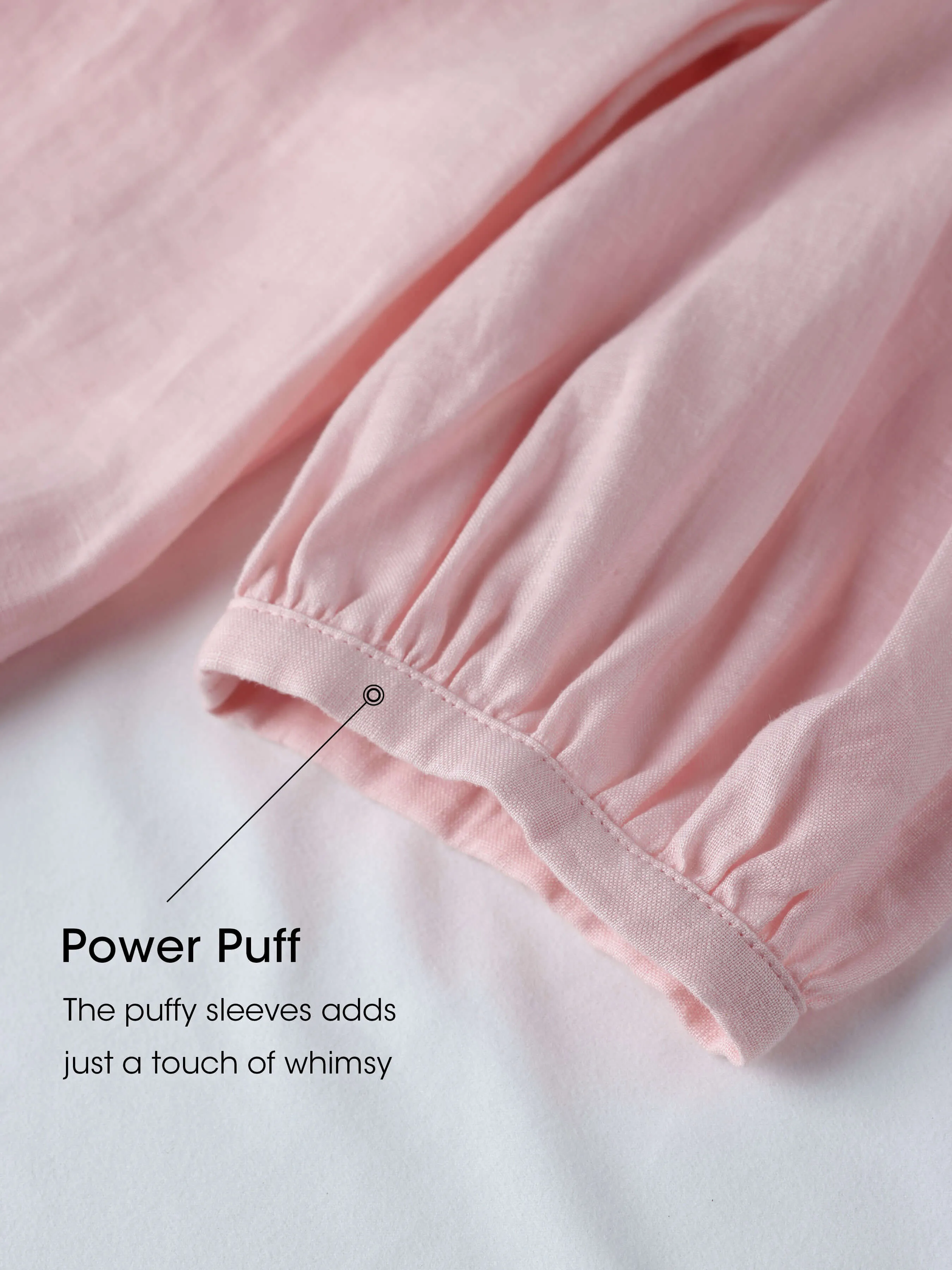 Tilly 100% Linen Square Neck Puff-Sleeve Shift Dress