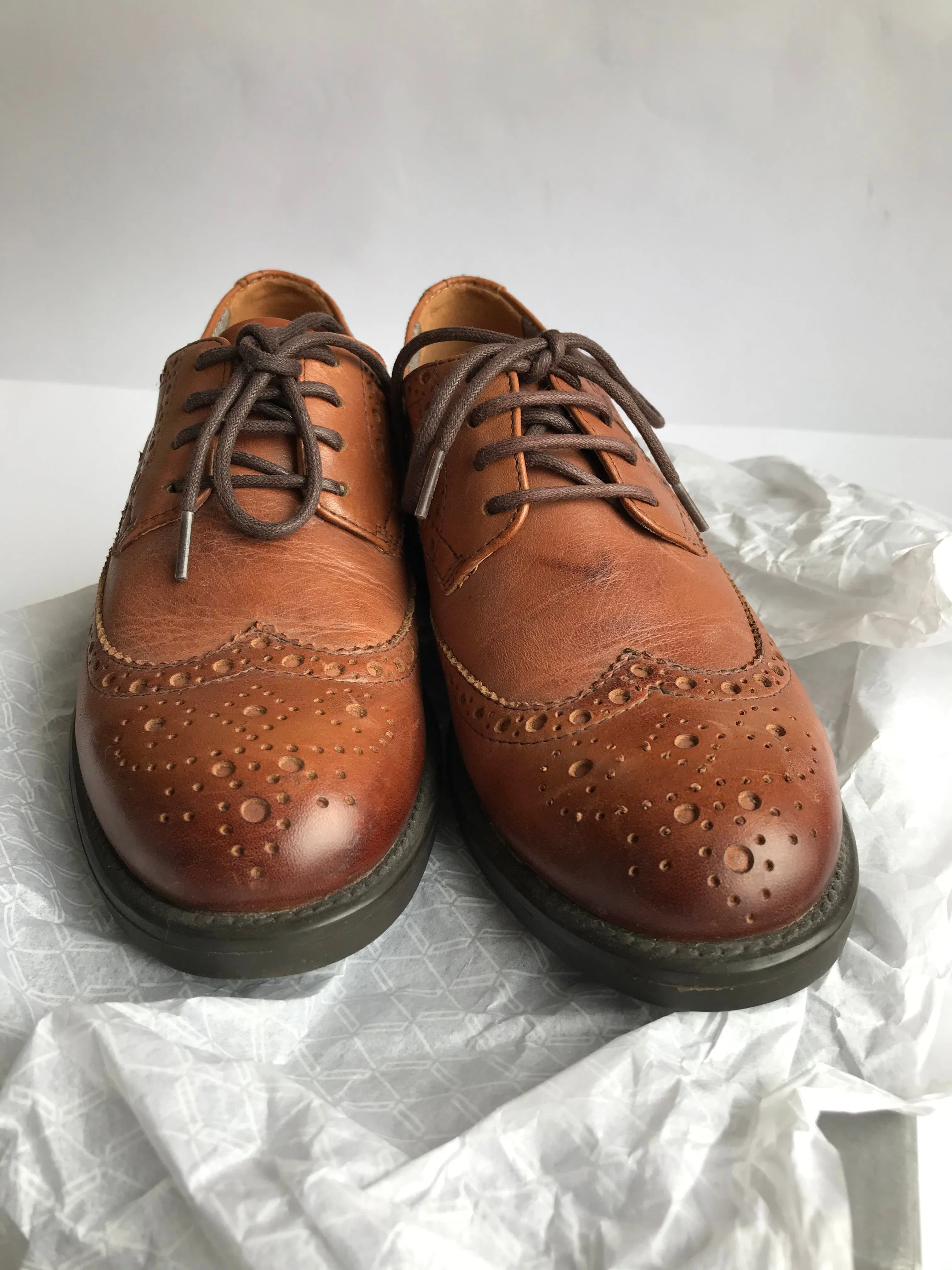 Vagabond Brown Leather Wingtip Brogue Oxford Shoes, Size US 6