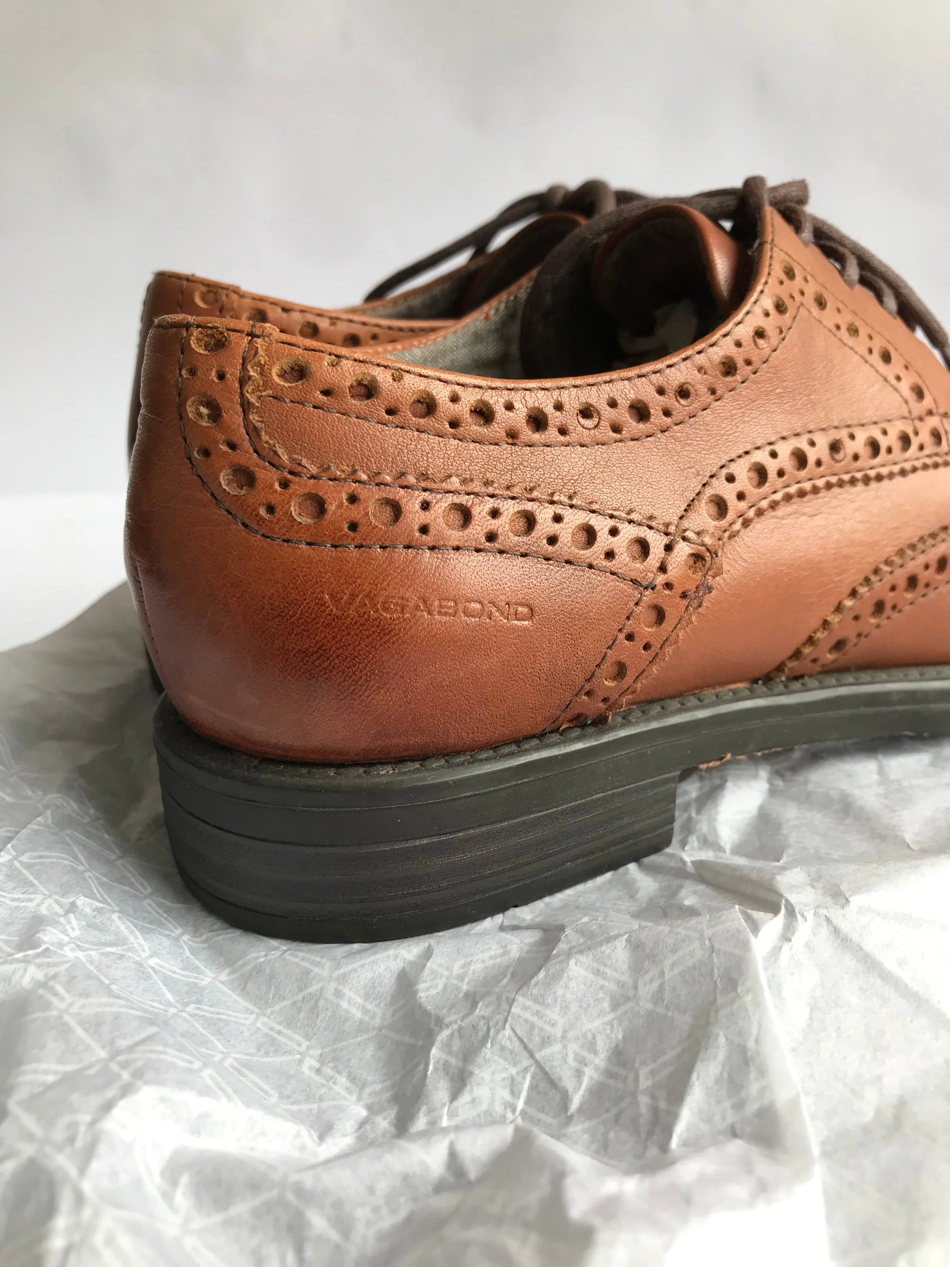 Vagabond Brown Leather Wingtip Brogue Oxford Shoes, Size US 6