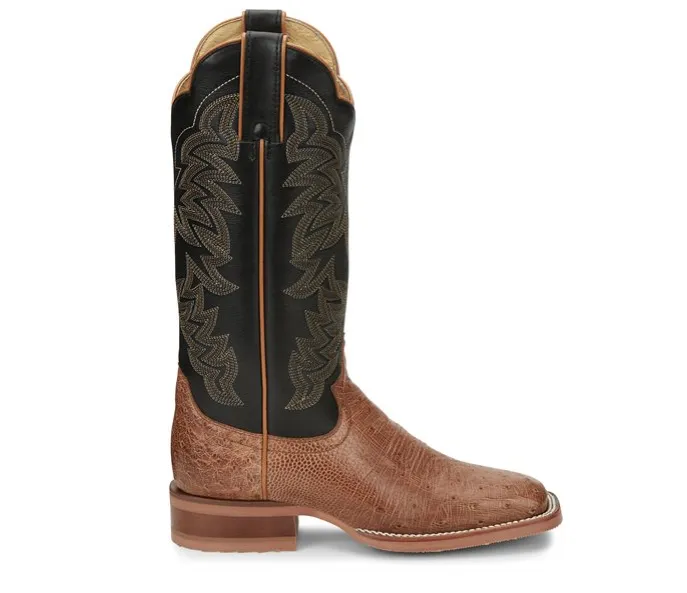 Women's Justin JE701 12” Cognac Smooth Ostrich Medium Square Toe *Closeout*