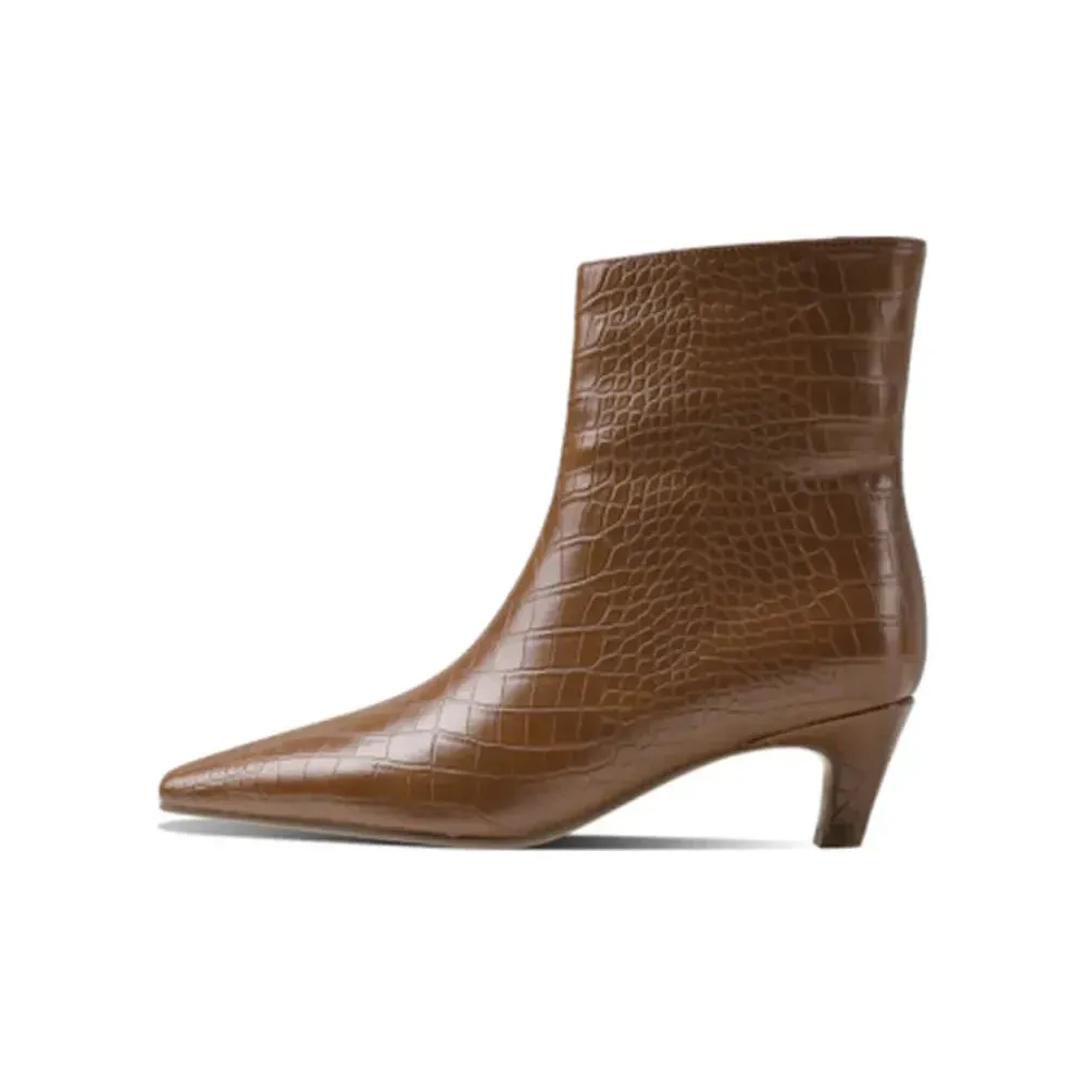 Women's Low Heel Short Pointed Toe Boots