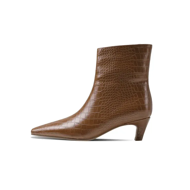 Women's Low Heel Short Pointed Toe Boots