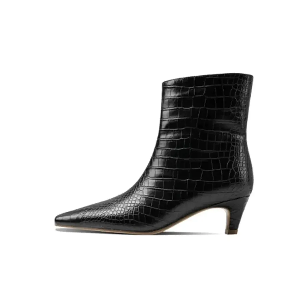 Women's Low Heel Short Pointed Toe Boots