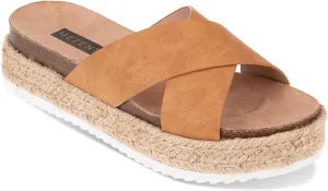 Women'S Sandals Platform Slides Espadrilles Sandals Flatform Wedge Slippers Casual Ladies Sandals Cork Footbed Open Toe Sandals Khaki Size 9