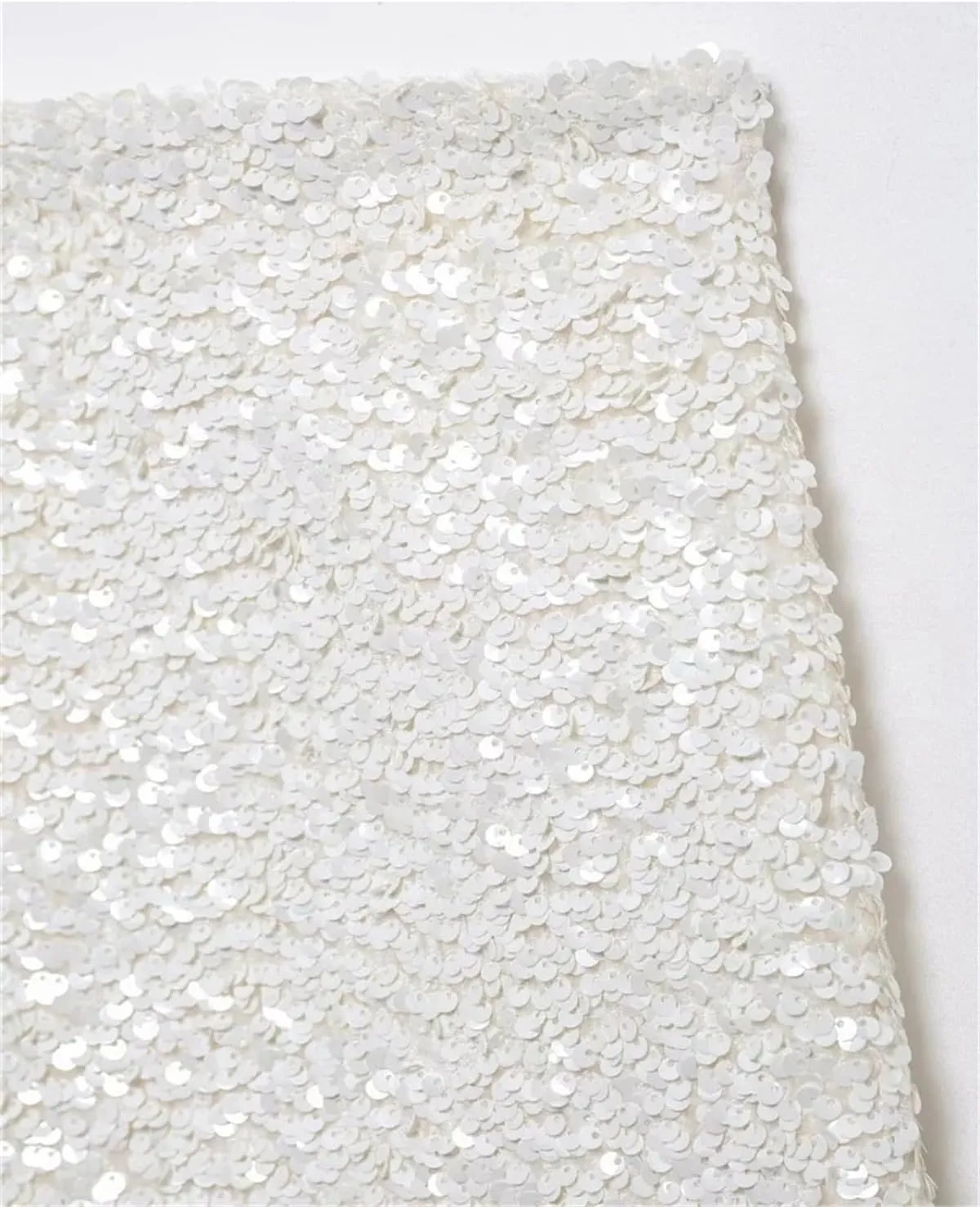 Women's White Sequin Mini Pencil Skirt Casual Party Slim Fit Zipper Skirt